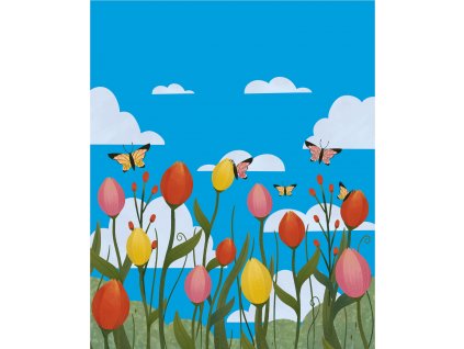 Motýli a tulipány 49x60