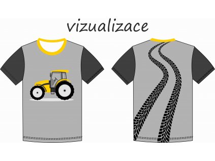 žlutý traktor a stopy pneumatik