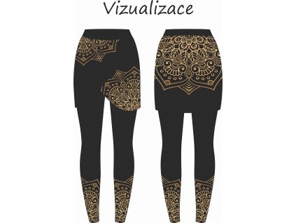 vizualizace sukně k legínám ušitá mandala na černé