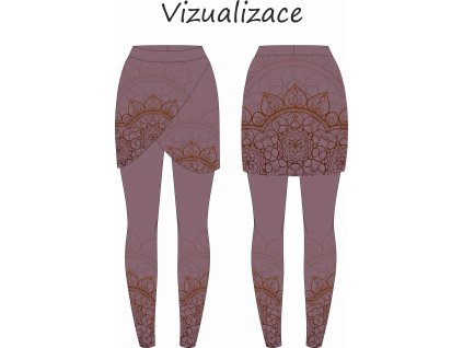 vizualizace sukně k legínám ušitá mandala nachová