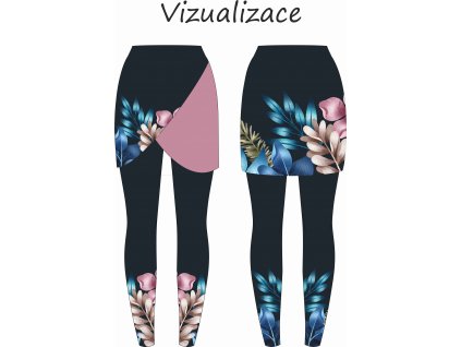 vizualizace sukně k legínám ušitá barevné listy s květem