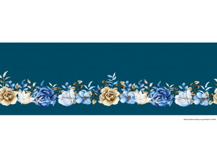 Modro béžové květiny na petrolejové 150x50