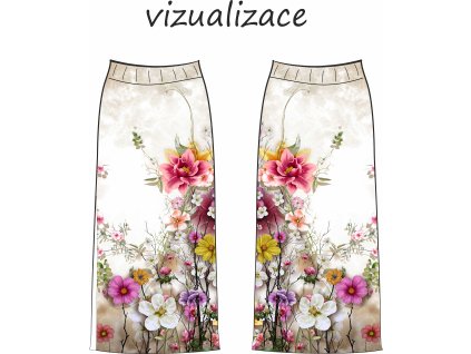 Panel na dlouhou sukni s rozparkem -  Barevné květiny
