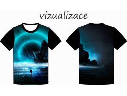 Panel na pánské triko ve střihu - Noční abstraktní krajina