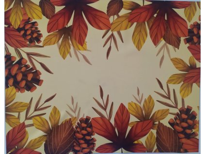 Panel kočárkovina Listy a šišky 40x50cm