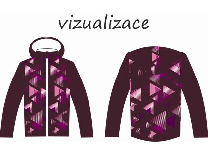 Geometrické tvary na tmavě purpurovéBUNDA UŠITÁ VIZUALIZACE