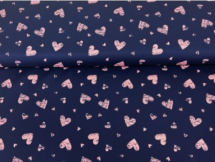 Růžová srdíčka na tmavě modré