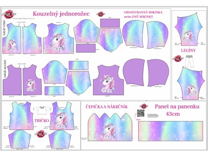 Panel na panenku 43cm_ P_Kouzelný jednorožec