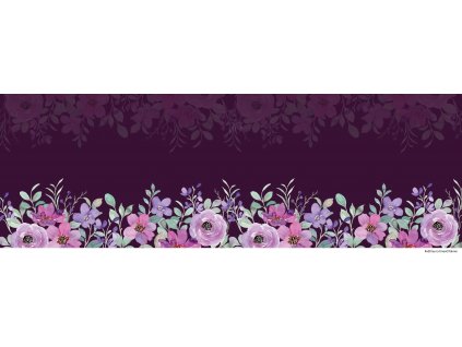 Květiny na tmavě fialové 150x50