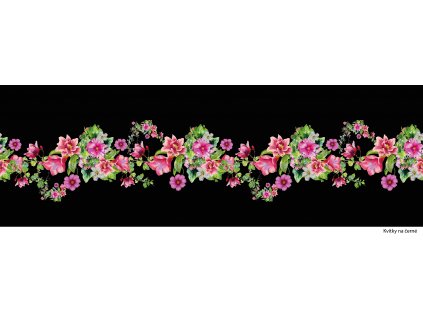 Kvítky na černé 150x50