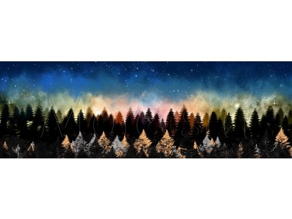 Panel balónová sukně  Tmavě modrý soumrak nad lesem