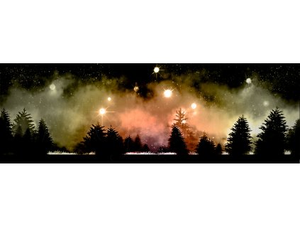 Panel balónová sukně  Oranžový soumrak nad lesem