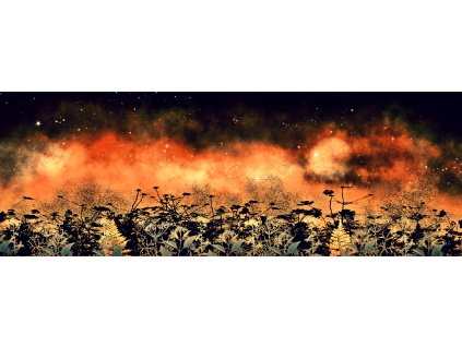 Panel balónová sukně  Louka a oranžová obloha