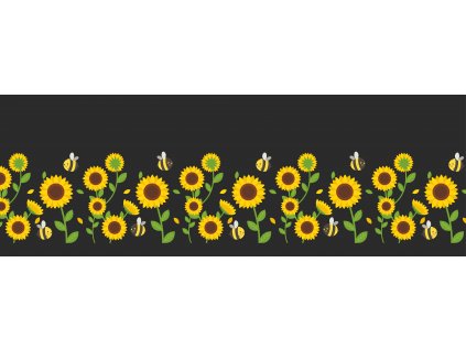Panel balónová sukně Slunečnice a včelky na černé