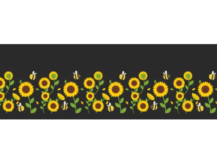 Panel balónová sukně Slunečnice a včelky na černé