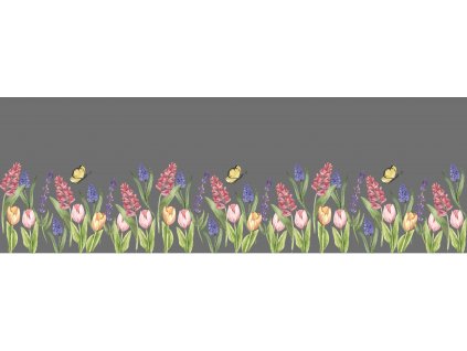 Panel balónová sukně  Tulipány na šedé