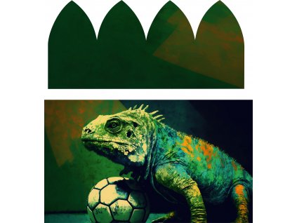 Leguán a fotbalový míč