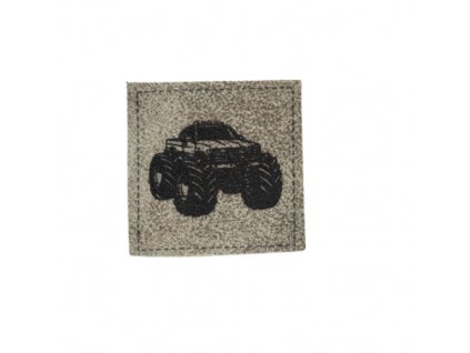 Štítek z broušené EKOKŮŽE - Monstertruck 4x4 cm