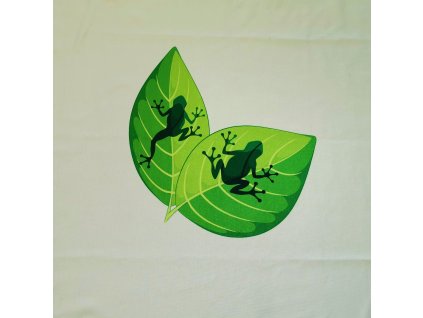 Panel Žabky na listu 50x50 -  Nepočesaná teplákovina cotton touch