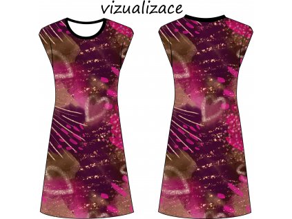 vizualizace dámské šaty s přinechaným rukávem