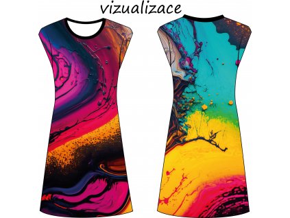 vizualizace dámské šaty s přinechaným rukávem