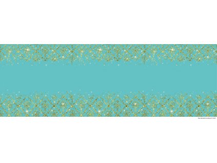 Zlatý damašek na tyrkysové 150x50
