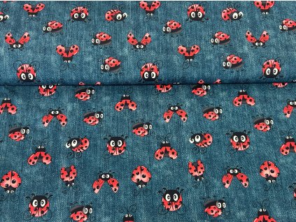 Jarní softshell Červené berušky na jeans