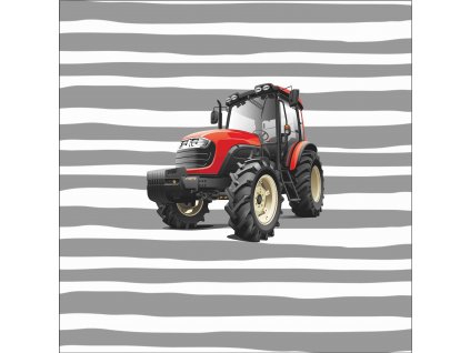 červený traktor na proužcích 50x50
