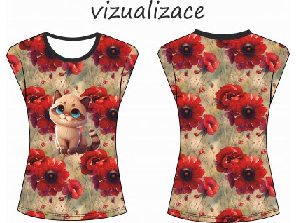 vizualizace dámské tričko s přinechaným rukávem