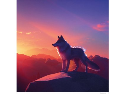 Dětský panel - Vlk na skále 50x50