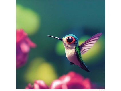 Dětský panel - Barevný kolibřík 50x50