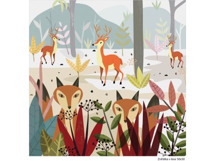 Dětský panel - Zvířátka v lese 50x50