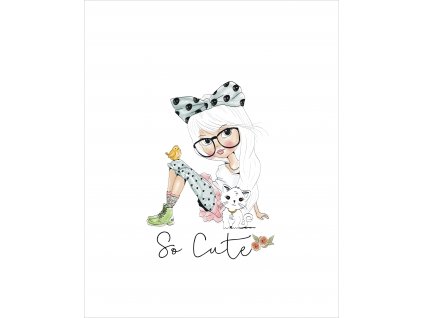 Dětský panel - Dívka s mašlí 50x50