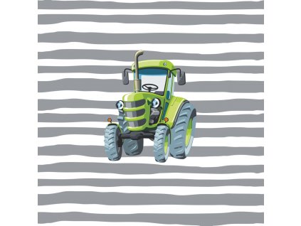Dětský panel - Traktor - šedé pruhy 50x50