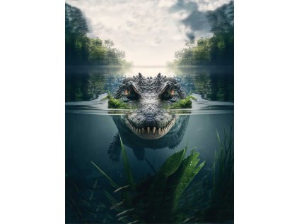 Dětský panel - Aligátor v řece 50x66