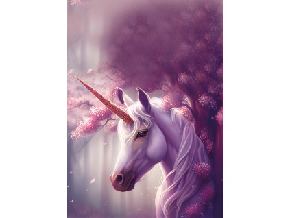 Dětský panel - Fialový jednorožec 50x70