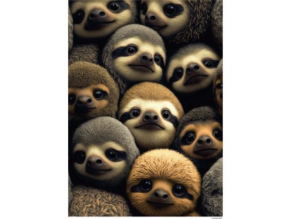 Dětský panel - Lenochodí rodinka 50x70