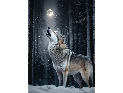 Dětský panel - Noční vlk 50x70