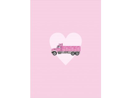 Dětský panel - Růžový náklaďák 50x70