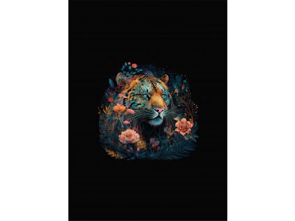 Dětský panel - Tygr a květiny 50x70