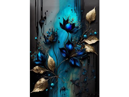 Dámský panel - Abstraktní modrá květina 50x70