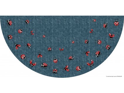 Červené berušky na jeans půlkolová 156cm