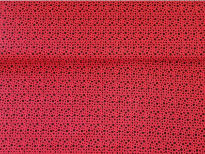 Bavlněné plátno Černé puntíky na červené
