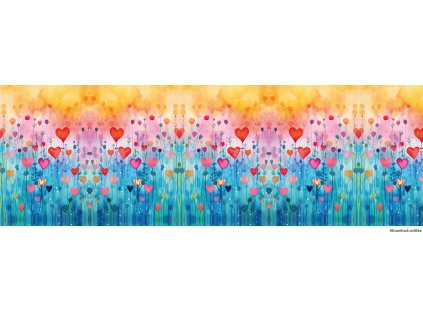 Akvarelová srdíčka 150x50