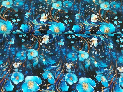 Zimní  softshell - Modré magické kvítí