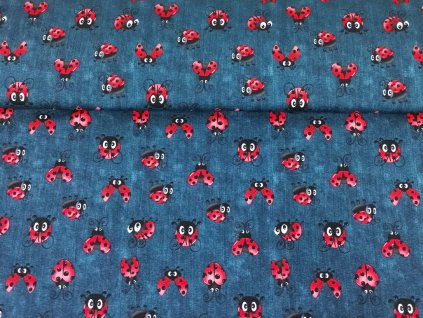 ZIMNÍ softshell s beránkem -  Červené berušky na jeans