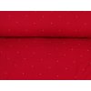 Teplákovina s elastanem Bílé puntíky 10cm od sebe na červené