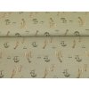Bavlněný úplet s elastanem - Safari - žirafy na světlé khaki 200g