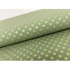Teplákovina s elastanem Zlaté puntíky na pistáciové