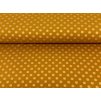 Teplákovina s elastanem Zlaté puntíky na hořčicové K
